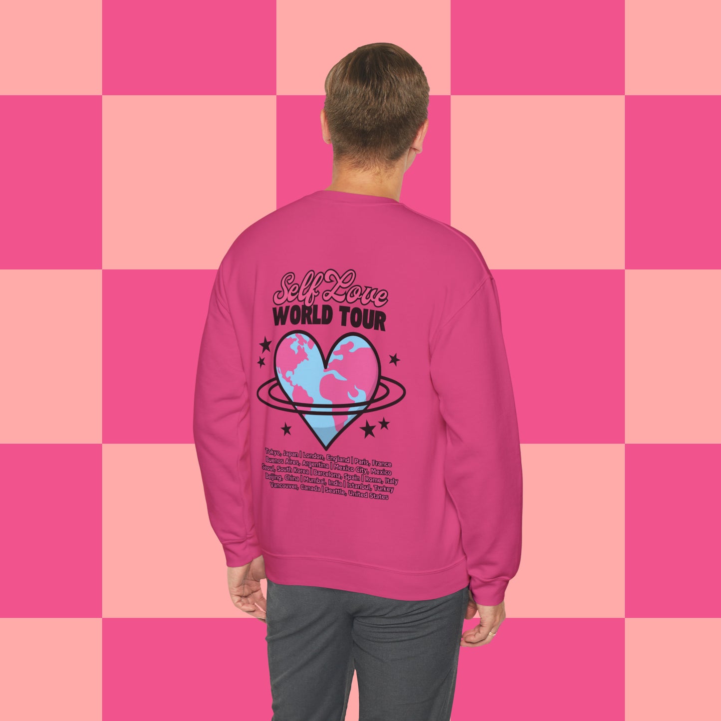 Self Love World Tour Unisex Heavy Blend™ Crewneck Sweatshirt (with back graphics only)