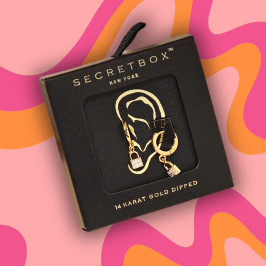 Secret Box Mini Lock Earrings - 14K Gold Dipped