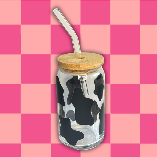Cow Print Glass Beer Can Cold Cup