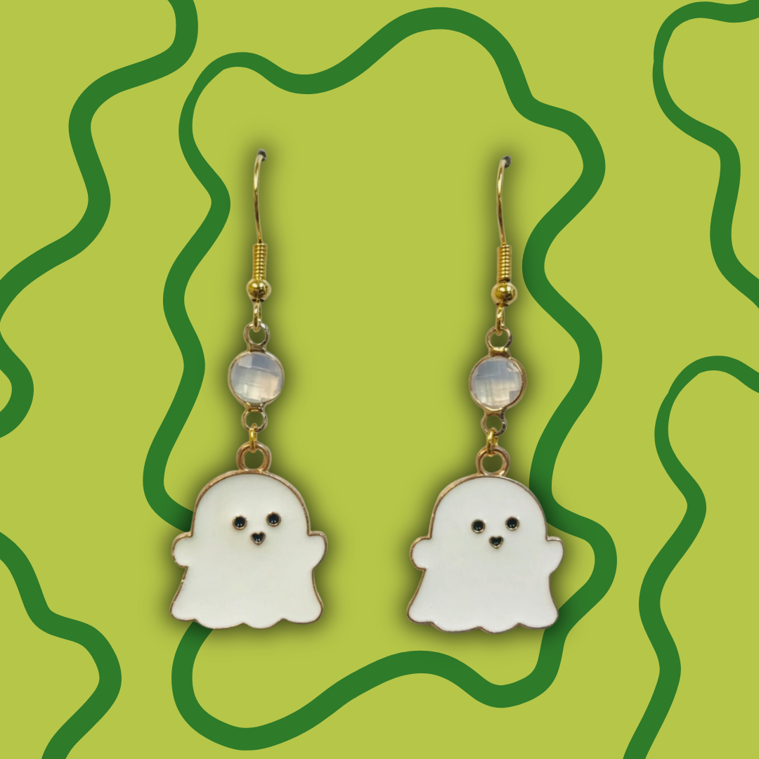 Opal Ghost Dangly Earrings