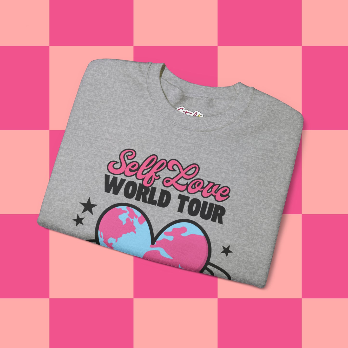 Self Love World Tour Unisex Heavy Blend™ Crewneck Sweatshirt (with front graphic only)