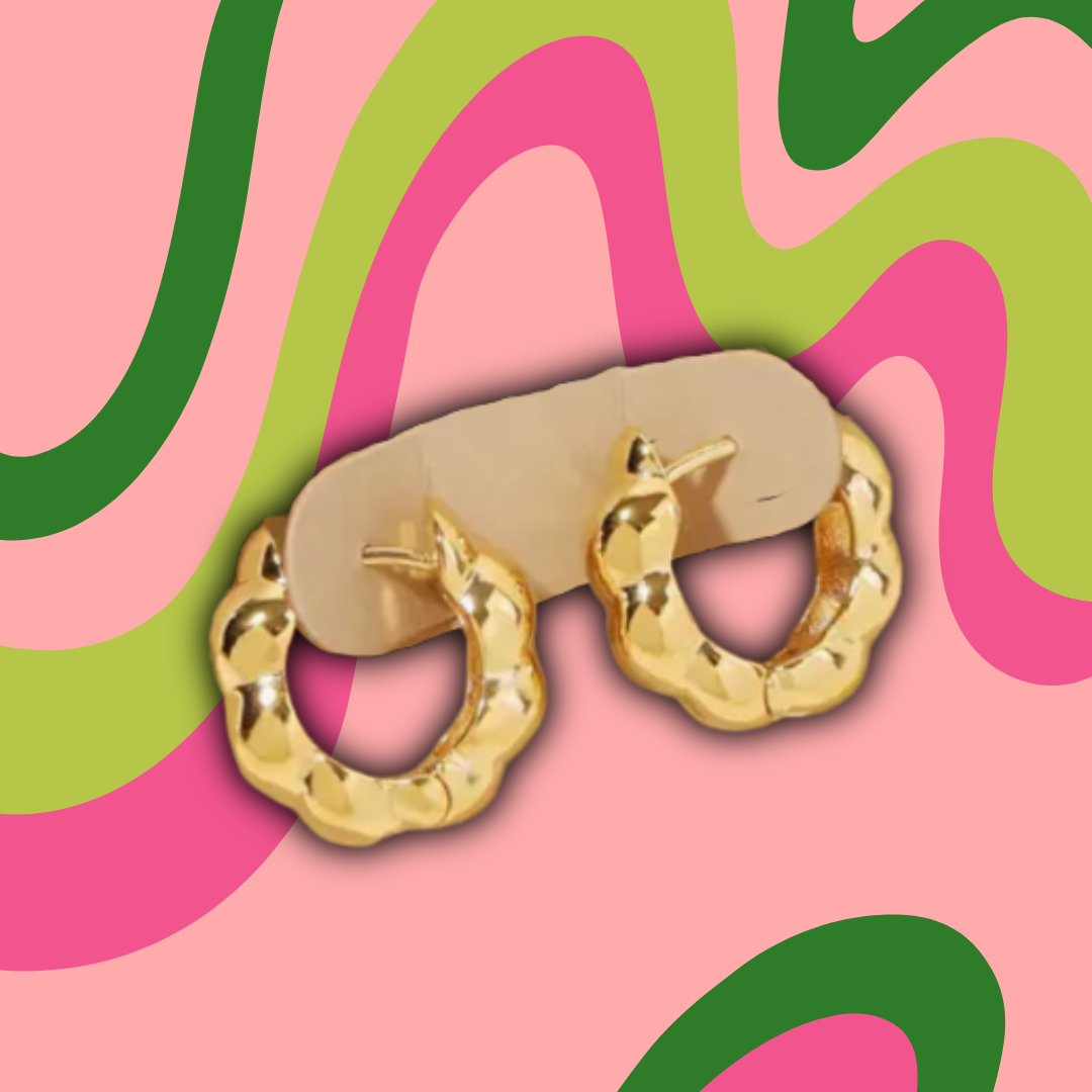 Bubble Textured Gold Hoop Earrings