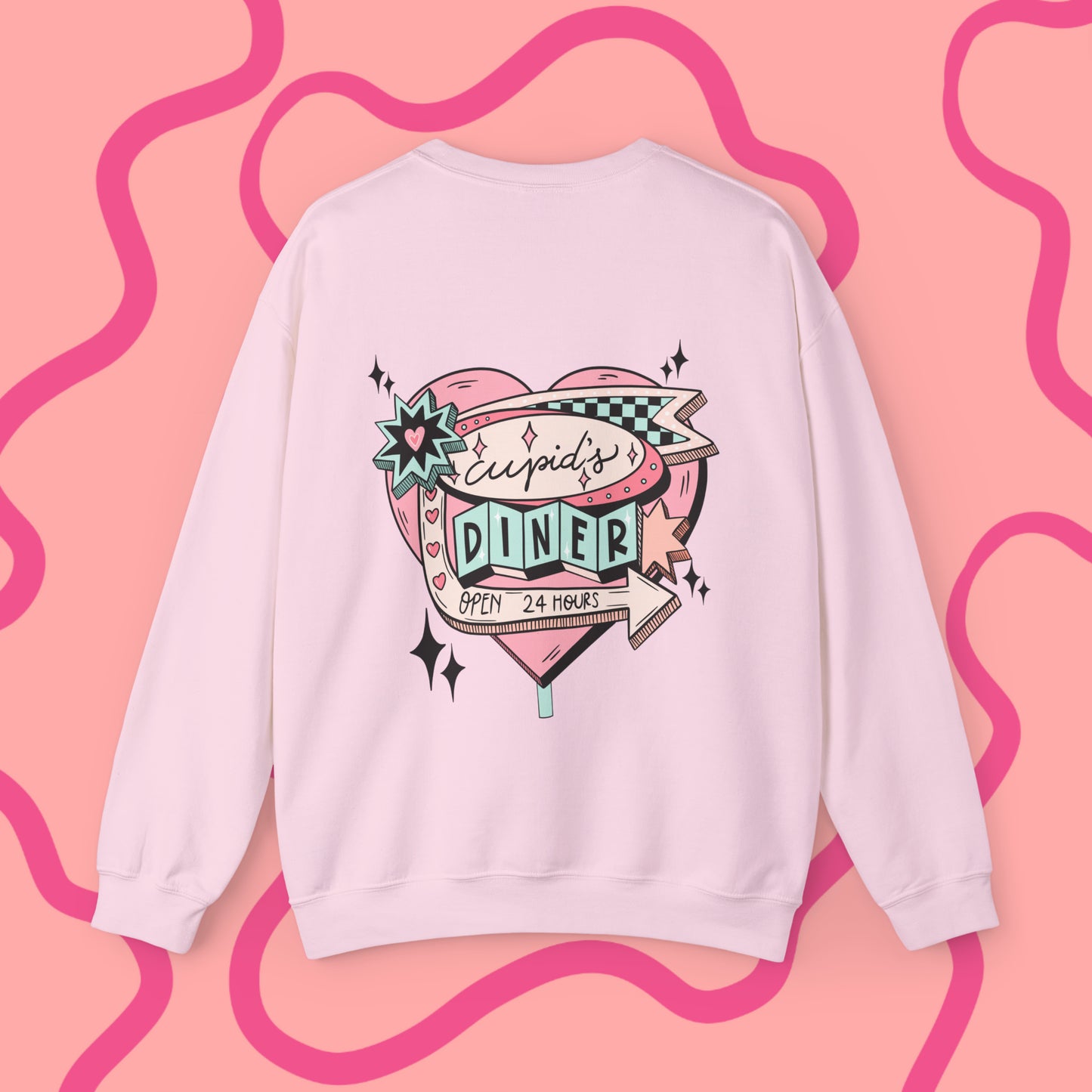 Cupid's Diner Unisex Heavy Blend™ Crewneck Sweatshirt (with back graphic only)