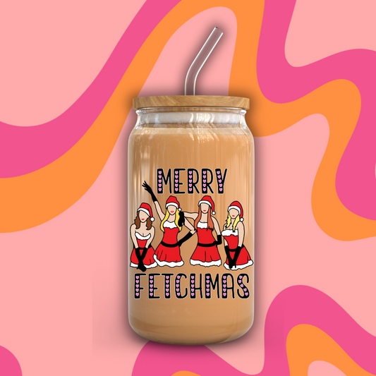 Merry Fetchmas Beer Can Glass