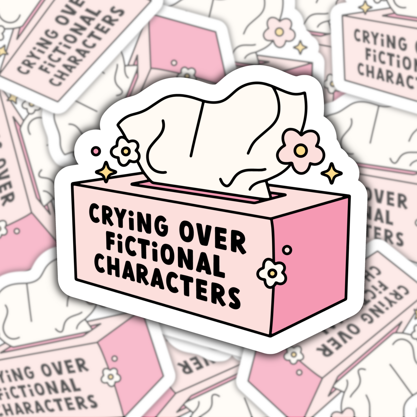 Crying Over Fictional Characters Waterproof Sticker