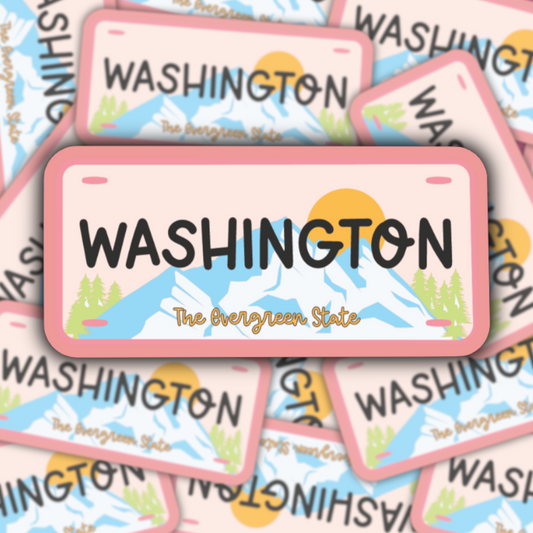 Washington State License Plate Waterproof Sticker
