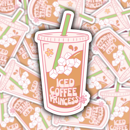 Iced Coffee Princess Waterproof Sticker