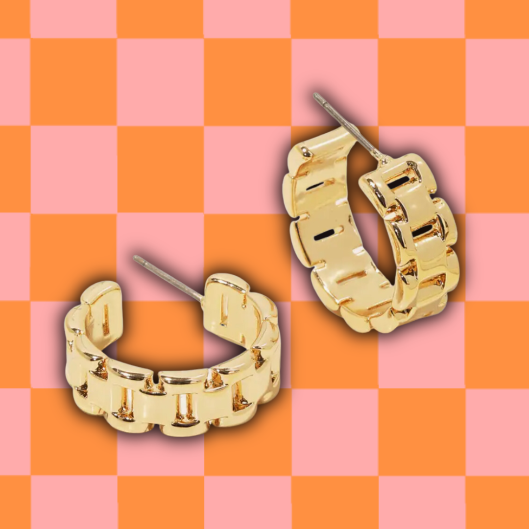 Chain Link Gold Hoop Earrings