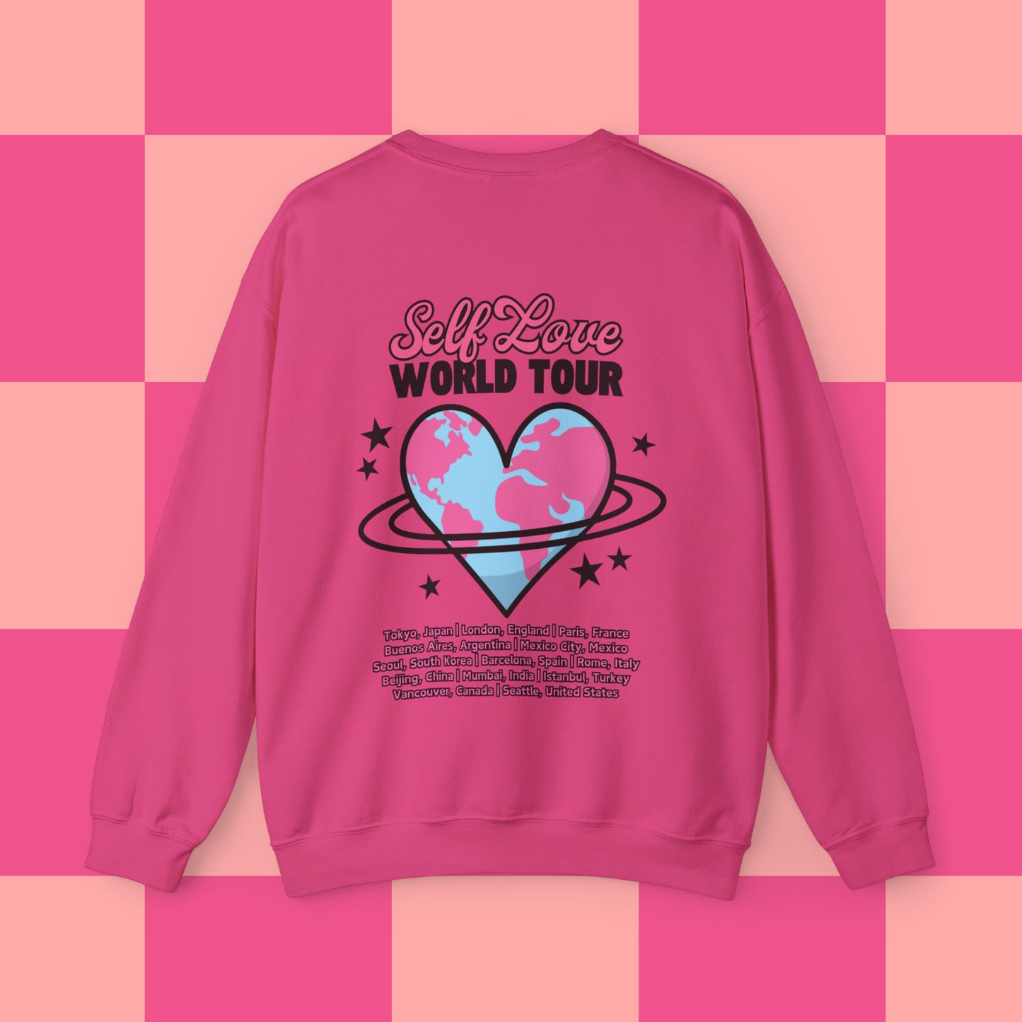 Self Love World Tour Unisex Heavy Blend™ Crewneck Sweatshirt (with back graphics only)