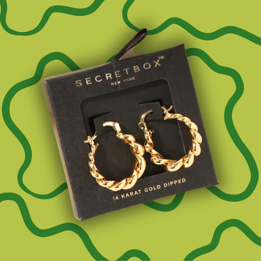 Secret Box Braided Hoop Earrings - 14K Gold Dipped