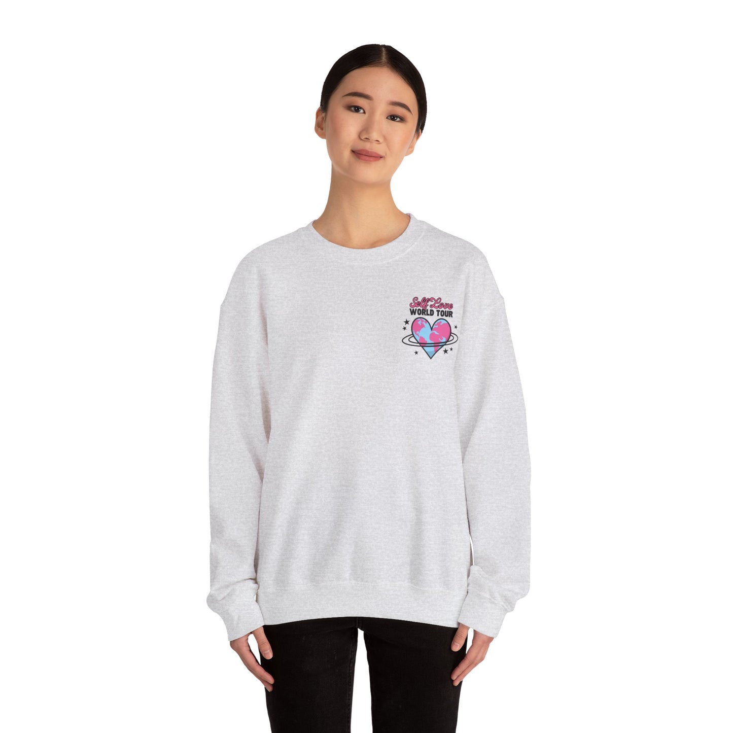 Self Love World Tour Unisex Heavy Blend™ Crewneck Sweatshirt (with front and back graphics)