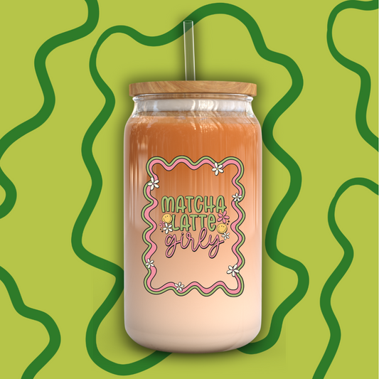 Matcha Latte Girly Beer Can Glass