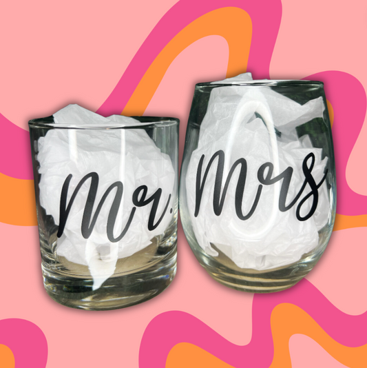 Mr. & Mrs. Wine and Whiskey Glass Set