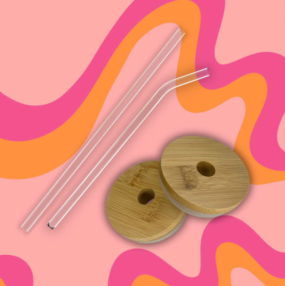 Bamboo Lid and Glass Straw