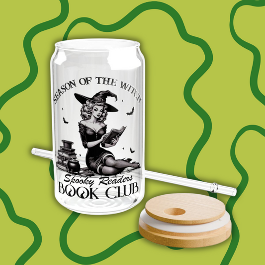 Spooky Reader's Club Beer Can Glass