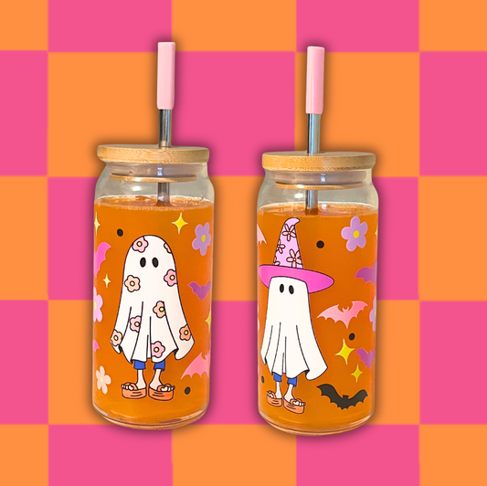 Halloween Lizzie Beer Can Glass