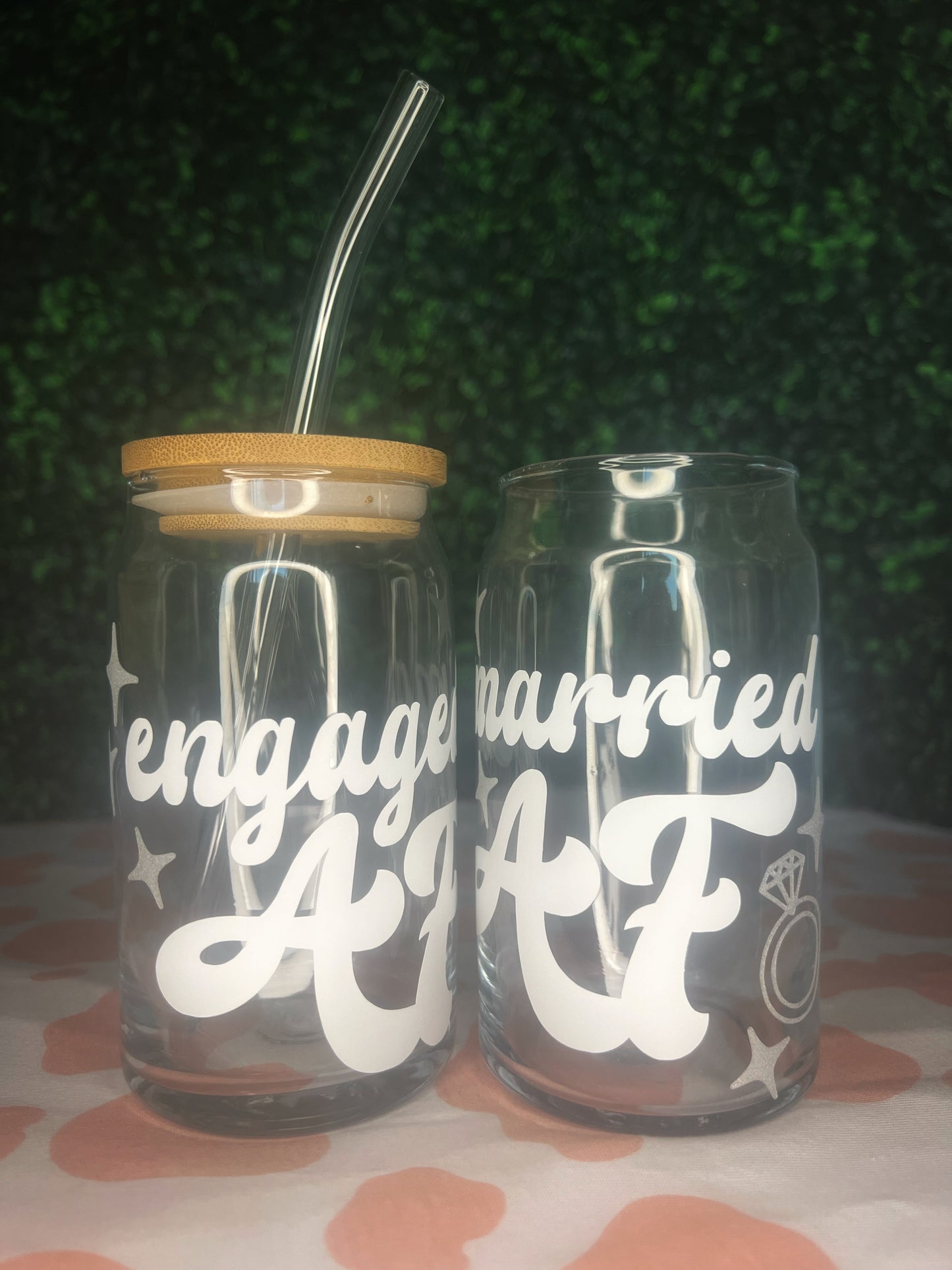 Engaged/Married AF Beer Can Glass