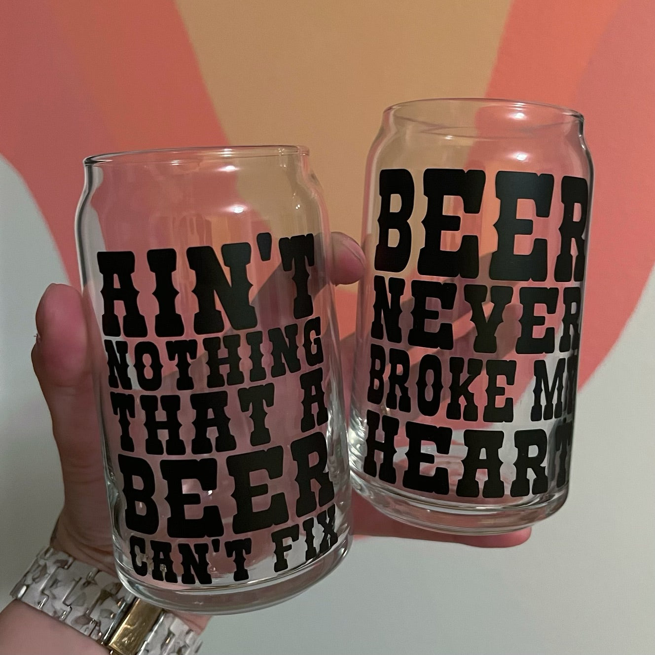 Set of 2 Beer Quote Glass Cans - Save 10%